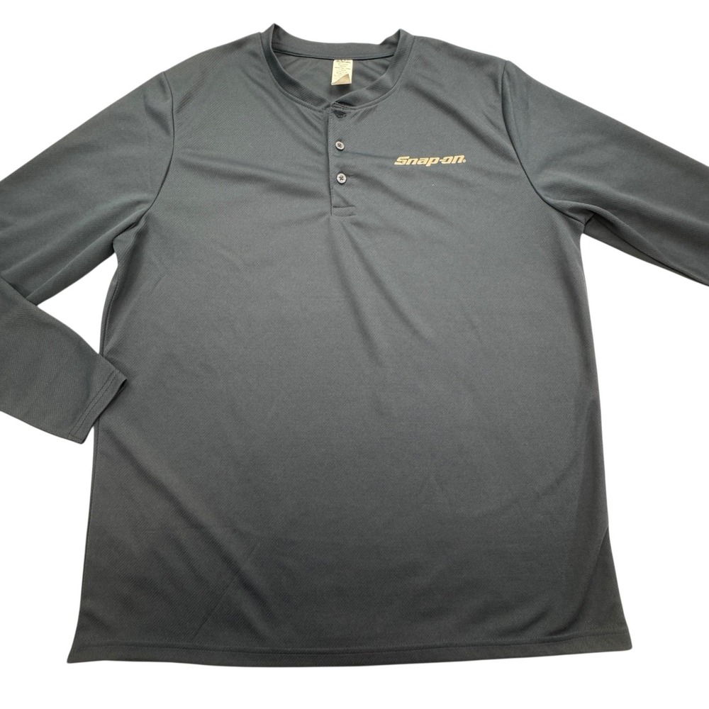Snap-on Shirt Mens 2XL Blue Long Sleeve Henley Performance Workwear Logo Tool